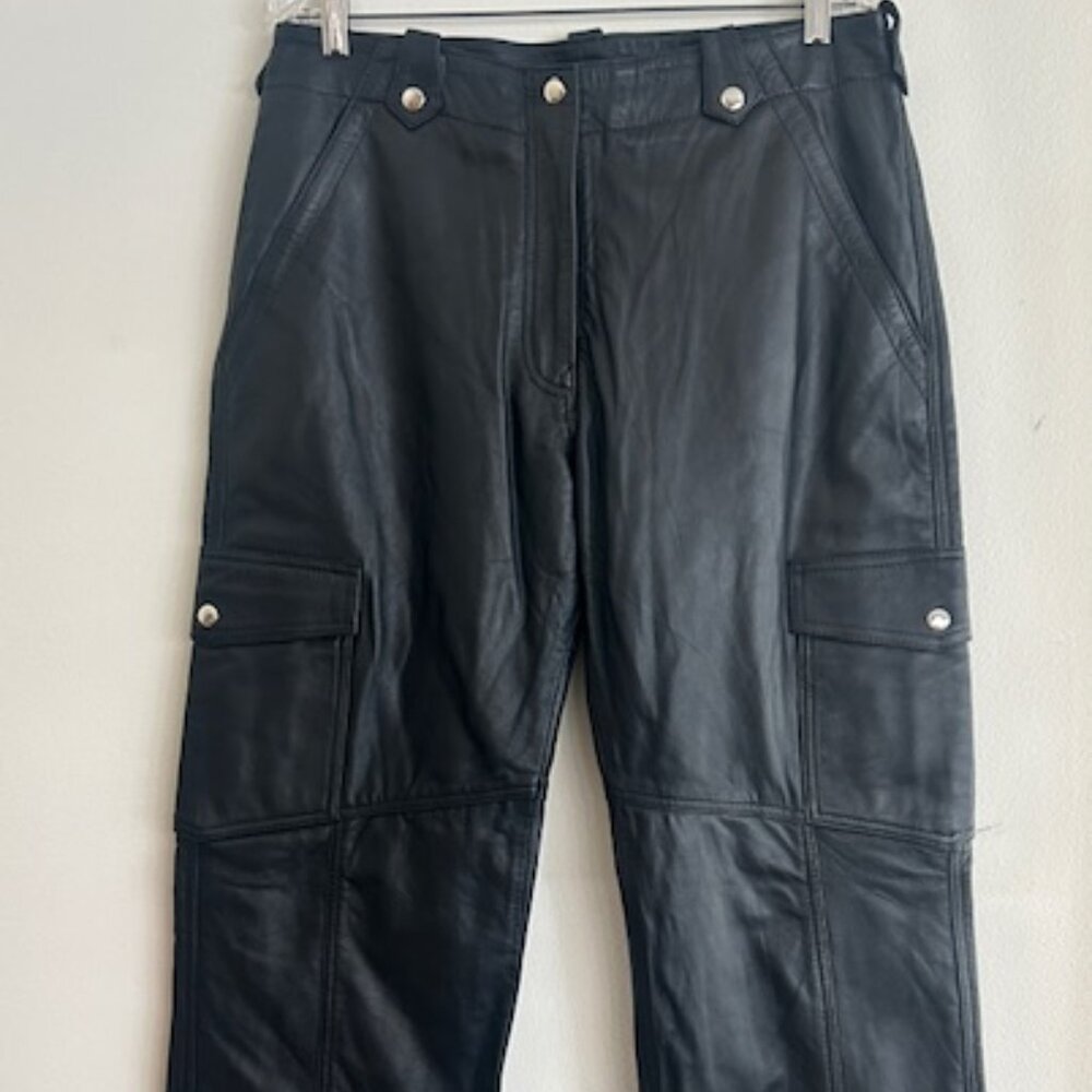 Free People x Understated Leather Black Leather DESTINY Lined Cargo Pants NEW